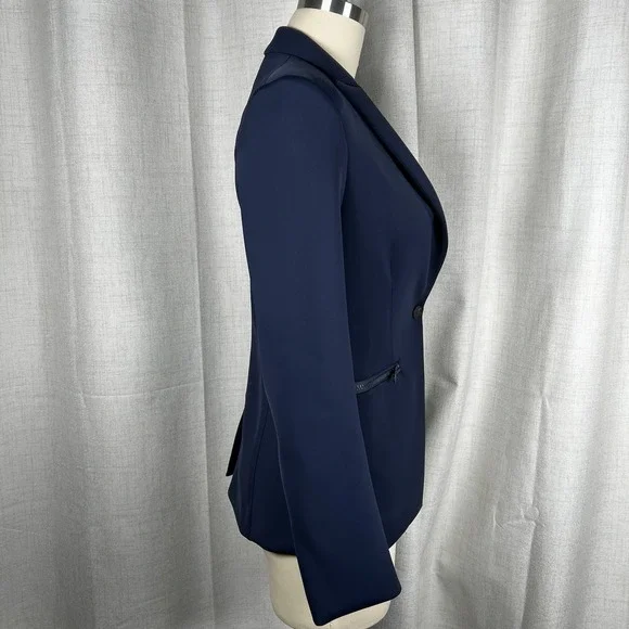 NEW! J.McLaughlin Scuba Knit Navy Blue Blazer Women's 6 Career On Button